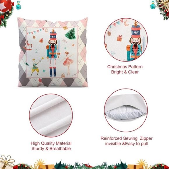 Set of 4 |  Christmas Throw Pillow Covers 18x18 Inches Christmas Decorations - Picture 4 of 8